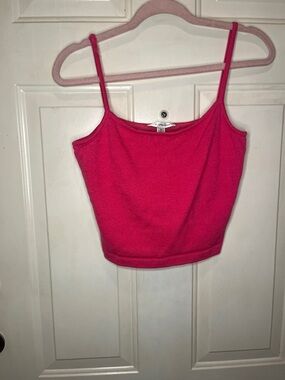 St. John Bright Pink Spaghetti Strap Cropped Camisole